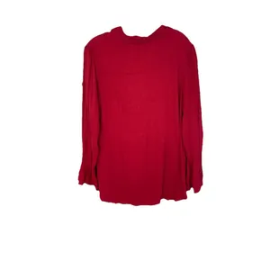 Soft Surroundings Burgundy Poet Blouse w/ Ruffled Cuffs Size L Style 2AT59 thumbnail 3