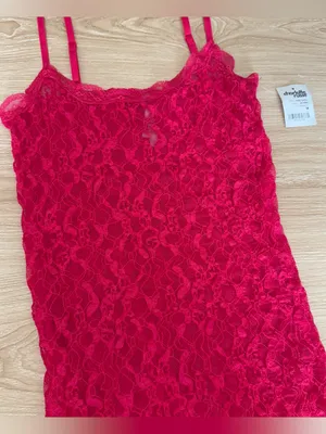 Charlotte Russe Medium NEW Hot Pink Lace Top Slim Fitted Y2K Rave Festival thumbnail 1