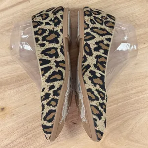 Women's Cleo‎ Leopard Print Knit Casual Pointed Toe Ballet Flats Tan 7 thumbnail 5