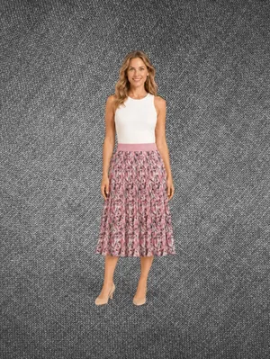 Metrowear Pink Abstract Pleated Midi Skirt Petite M thumbnail 2