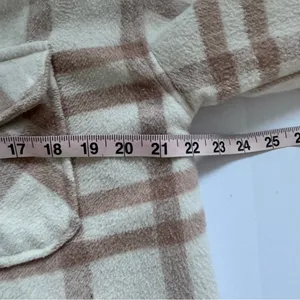 Thread & Supply Plaid Shacket Beige Ivory Size Small thumbnail 4