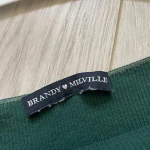 Brandy Melville Ribbed Off the Shoulder Long Sleeve Shirt Green (One Size) crop thumbnail 2