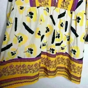 Melloday Boho Colorful Floral Tunic with tie neck Sz‎ L thumbnail 4