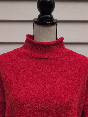 Sincerly Jules Fuzzy Turtle Neck Sweater Red thumbnail 2