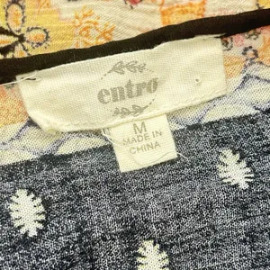 Entro‎ Womens Tie Up Neck 3/4 Sleeve Mixed Print Casual Boho Tunic Dress M thumbnail 8