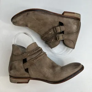 Free People 37 US 7 Braeburn Ankle Boots Booties Distressed Tan Leather Boho thumbnail 3