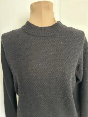 Quince Baby Alpaca Wool Diamond Stitch Crew Neck Sweater Black Size S thumbnail 9