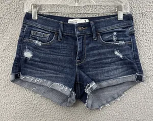 Y2K Abercrombie & Fitch Low Rise Denim Jean‎ Shorts 2" Cuffed Distressed Women 2 thumbnail 1