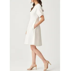 COS Puff Sleeve Organic Cotton Denim Mini Dress, White, 12 (US) thumbnail 4