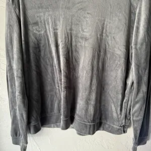 Juicy Couture Velour Sweatshirt Rhinestone Logo Gray Women's Size L Long Sleeve‎ thumbnail 3