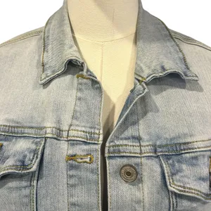 KanCan Crop Frayed Denim Jacket Boho Chic Light Wash Large Distressed Y2K Vibe thumbnail 3