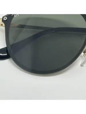 Ray-Ban RB3574 Black and Gold Round Sunglasses with Green Lenses thumbnail 4