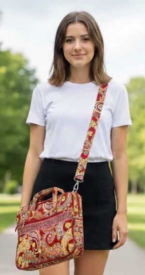 Vera Bradley Red Paisley Crossbody Laptop Document Bag thumbnail 1