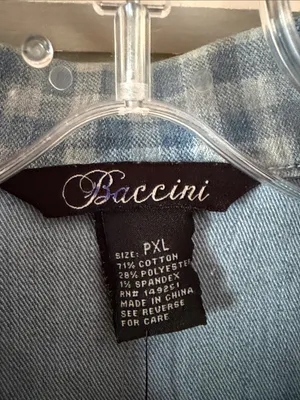 Baccini Blue Gingham Plaid Denim Button Front Sleeveless Vest. Size PXL thumbnail 3