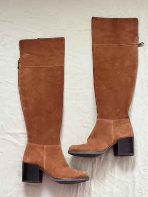 Vintage Y2K Sz7 Steve Madden Orabella Chestnut Genuine Suede Over-the-knee Boots thumbnail 1