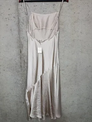 Intimately free people Light Beige Minimal Strappy slip midi dress sz S thumbnail 3