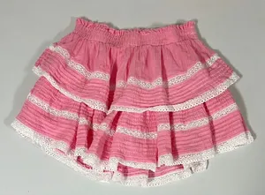 Aerie Pink White Ruffle Tier Mini Skirt Bottoms Size M 🎀✨ thumbnail 1