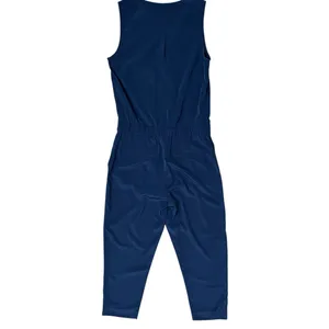 J.Crew Navy Blue Trench Jumpsuit One Piece Pants Crop Silky Sz 2 Pockets Career thumbnail 6