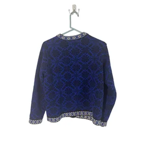 L.L. Bean Vintage Women's Medium‎ Fair Isle Winter Blue Knit Sweater Winter thumbnail 6
