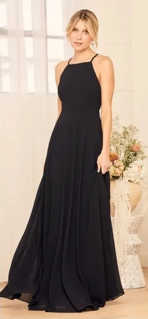 Lulu's Black Mythical Kind of Love Evening Gown Full Length Maxi Dress Small NEW thumbnail 1