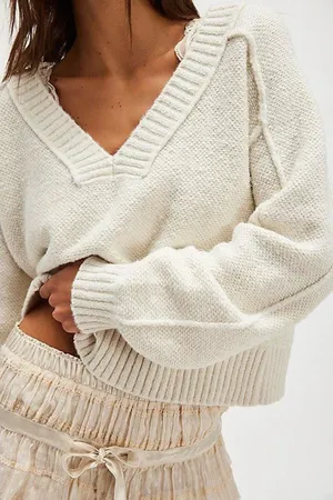 FREE PEOPLE Rhea V-Neck Pullover Sweater Size S thumbnail 1