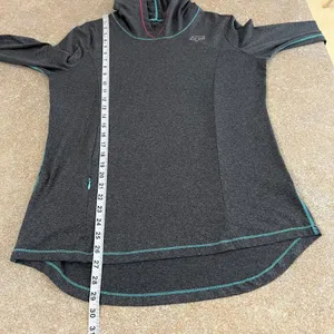Fox Head Hoodie Top Womens Large Gray Long Sleeve Zip Pocket Graphic Lightweight thumbnail 2
