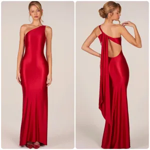 Oh Polly Adelina Asymmetric Tie Back Maxi Gown Dress in Cherry Red Size M New thumbnail 2