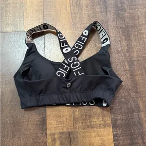 FIGS Black Sports Bra Crossback Logo Straps Medium Support Size XS thumbnail 3