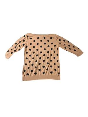Old Navy L Polka Dot Boatneck Knit Sweater Tan Brown Black Long Sleeve Casual thumbnail 4