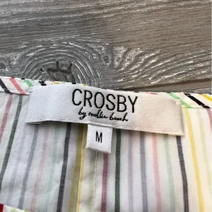 Crosby by Mollie Burch striped‎ asymmetrical top tortoise button back sz M thumbnail 9