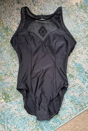 Vintage Jantzen black one-piece mesh yoke swimsuit, size 12 thumbnail 1