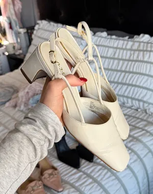 Sling Back Kitten Heels White Size 6 thumbnail 1