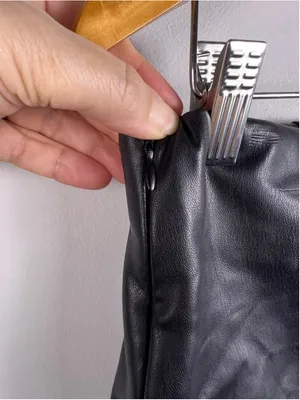 Zara Black Faux Leather Draped Mini Skirt M Vegan Leather Ruched Goth Glam thumbnail 4