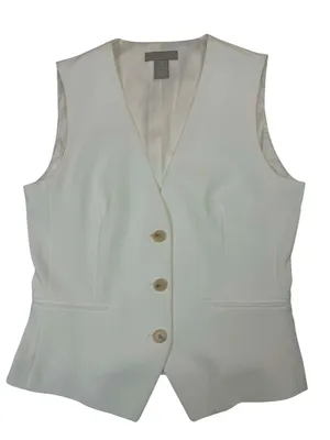 H&M Women's White Single-Breasted Tailored Suit Vest Waistcoat thumbnail 2