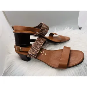 Italian Shoemakers Sandal Womens Size 10 Brown Woven Slingback Italy Block Heel thumbnail 3