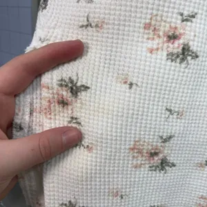 Vintage Victoria's Secret gold label cream floral waffle knit cotton button vest thumbnail 5