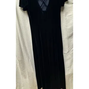 Vintage Caren Desiree Co. Deep‎ Navy Blue Velvet Maxi Dress Size 10 Fitted Flair thumbnail 10