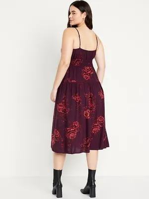 Old Navy Plum waist defined NwT women’s Midi Dress with Floral Print thumbnail 4