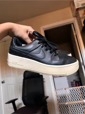 Nike Air Force 1 Black leather Sage Low Size 7 0118 thumbnail 4