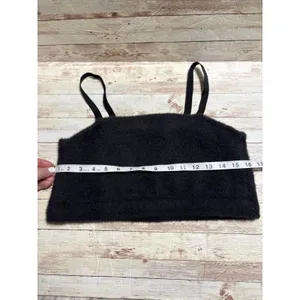 Gymshark x Whitney Simmons Eyelash Knit Bandeau Black Size XL Bra Fuzzy Top thumbnail 6