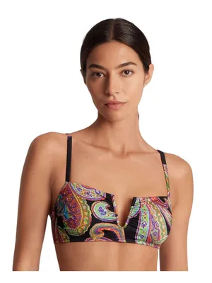 NWT Lauren Ralph Lauren U-Wire Bikini Top Swim Bordado Paisley Black Multi 12 thumbnail 1