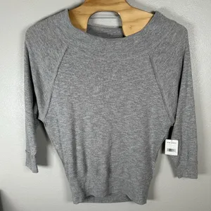 NEW We The Free People Palisades Thermal Pullover Top Size Medium Boat Neck Grey thumbnail 1