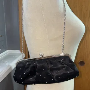Chic Black Evening Clutch with Silver Accents thumbnail 5