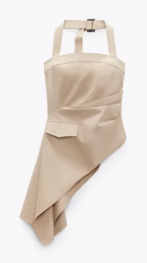 NWT Zara Woman Asymmetric Gabardine Top Bloggers Fav Size XS thumbnail 1