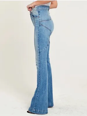 Revice Denim Women’s Venus Flares High Waist Star Rear Flared Jeans in Eclipse Wash 27 thumbnail 6
