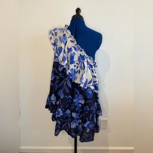 Anthropologie Floral One-Shoulder Ruffle Dress thumbnail 5