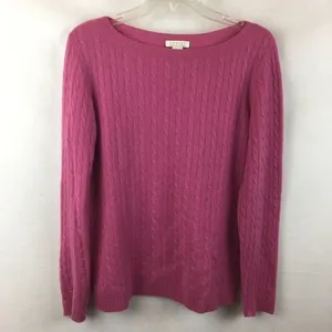 100% Cashmere Pink Ribbed Crew Neck Long Sleeve Sweater by Tweeds M thumbnail 3