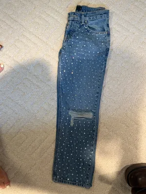 ASOS DESIGN Petite Rhinestone Embellished Ripped Jeans Size 24 thumbnail 5