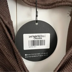 White Fox Level Headed Midi Dress in Chocolate thumbnail 6