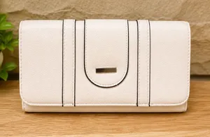 Elegant Faux Leather White Wallet Clutch thumbnail 1